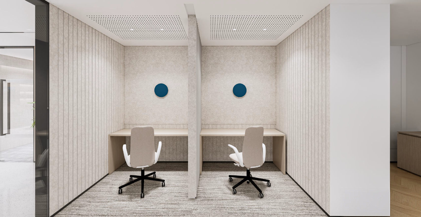 上海简约极简设计办公室电话间洽谈室装修实景图