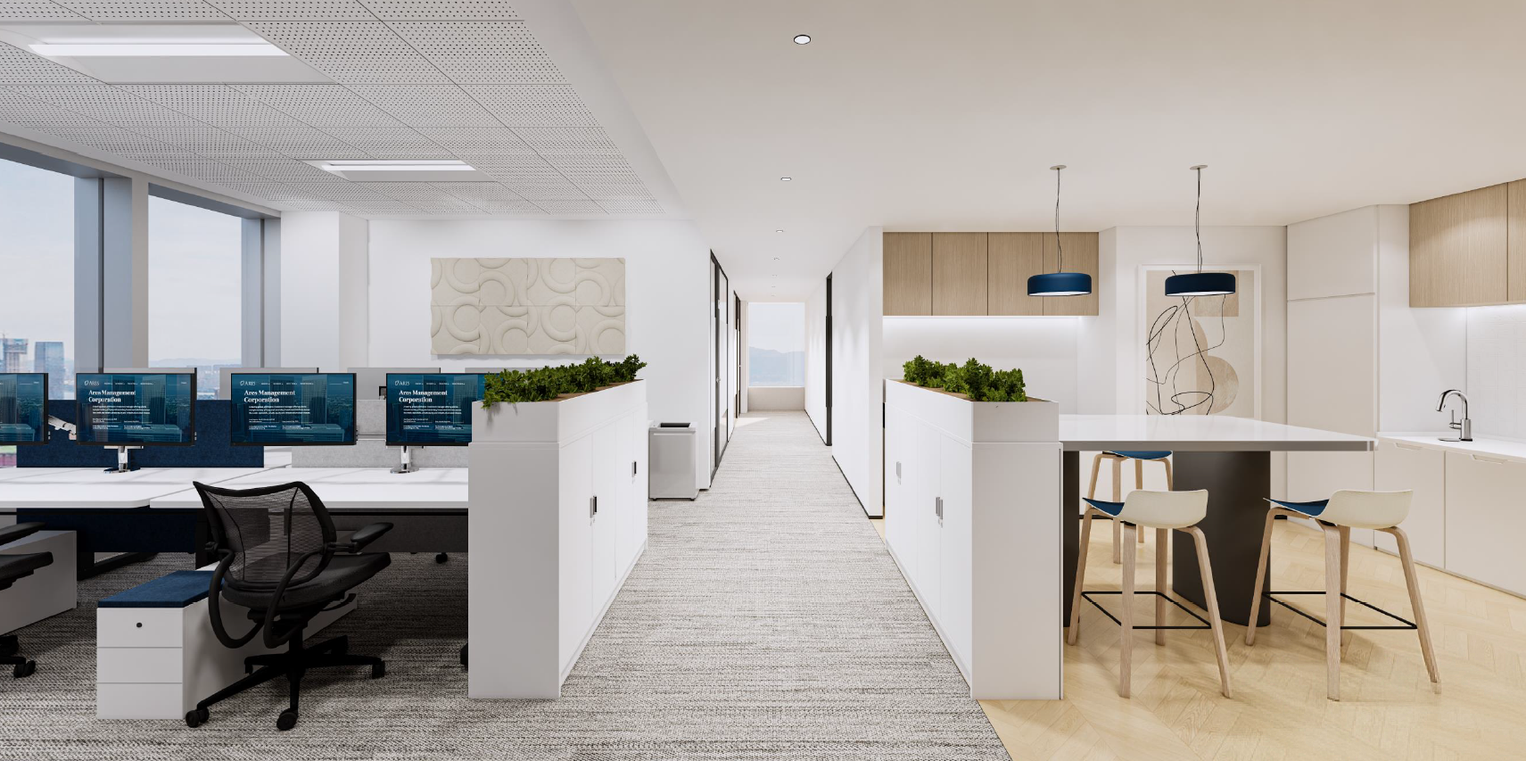 上海简约极简设计办公室开放区员工区装修实景图