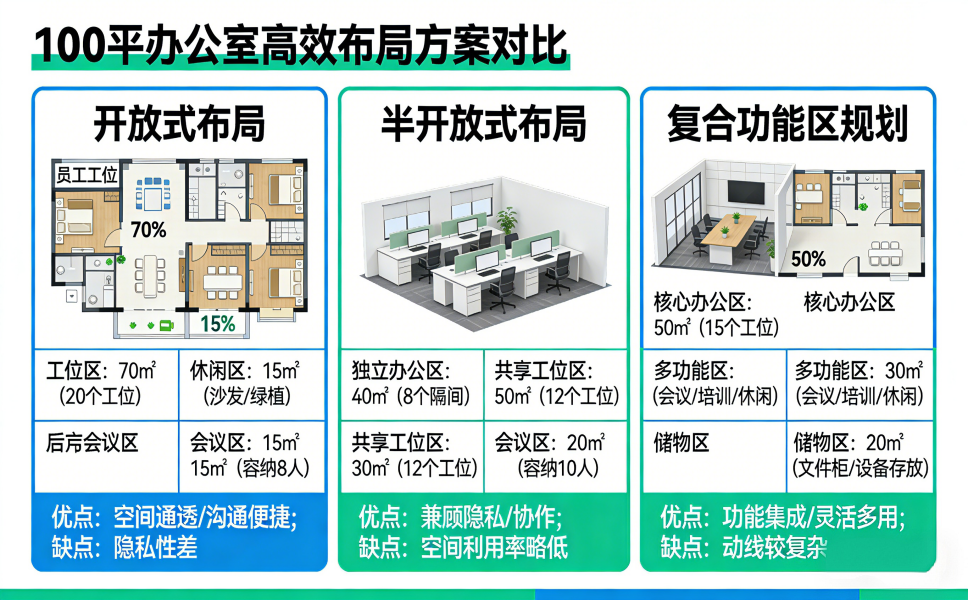 上海普陀小型办公室装修-100平空间高效布局规划方案解析